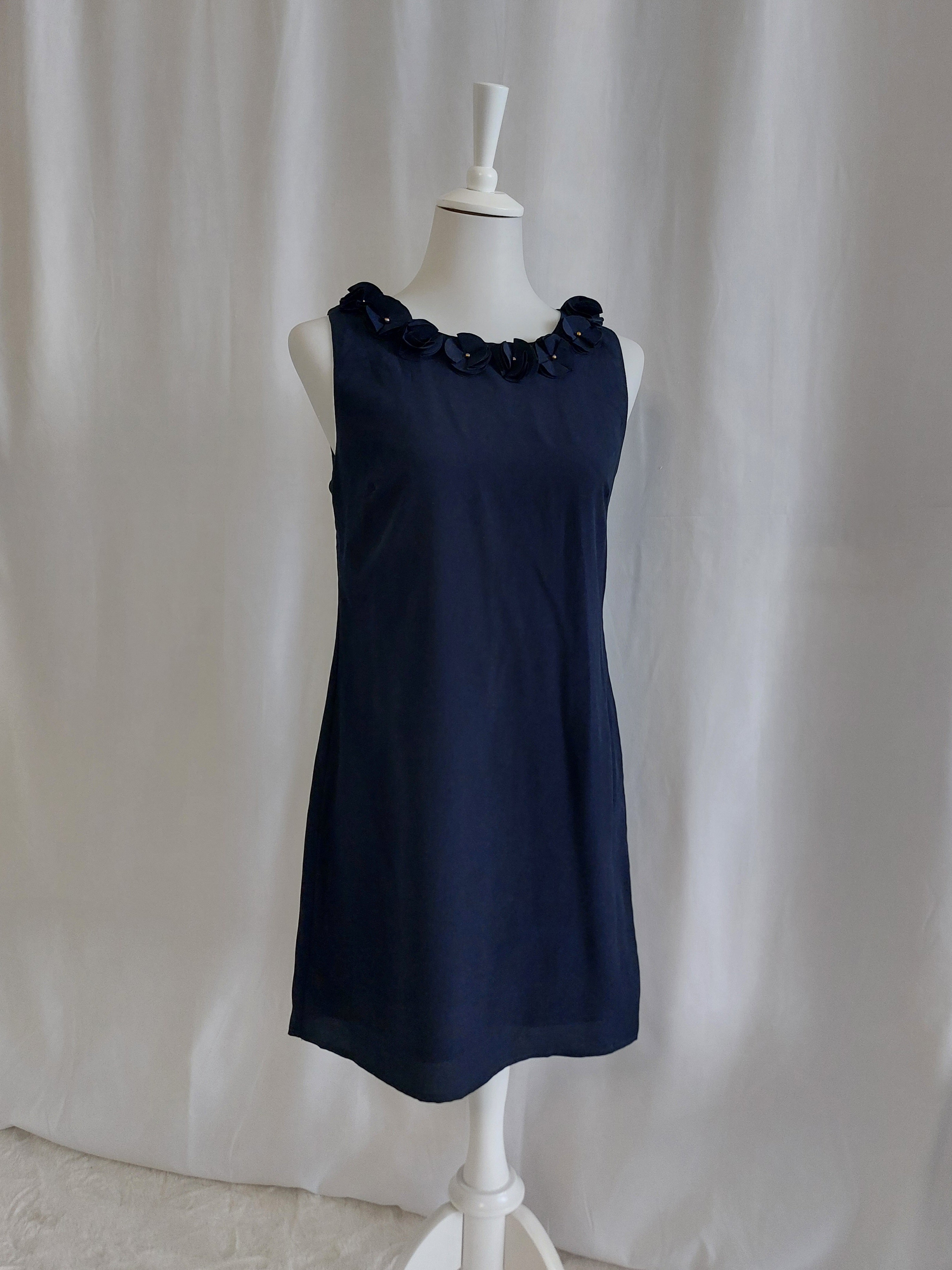 Dunkelblau Midi Kleid