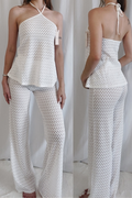 Strick-Set mit rückenfreiem Top – Weiss